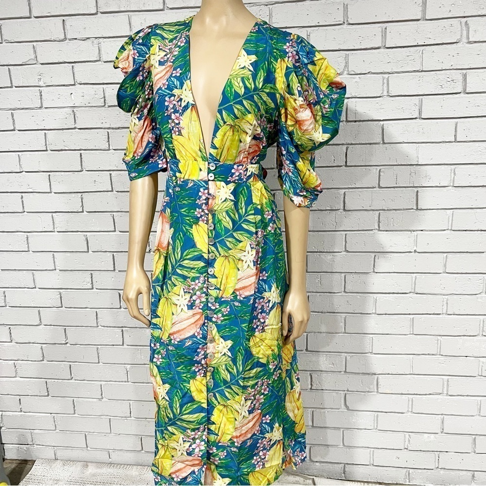 Farm Rio Women’s Star Fruits Puff Sleeve Midi‎ Dress